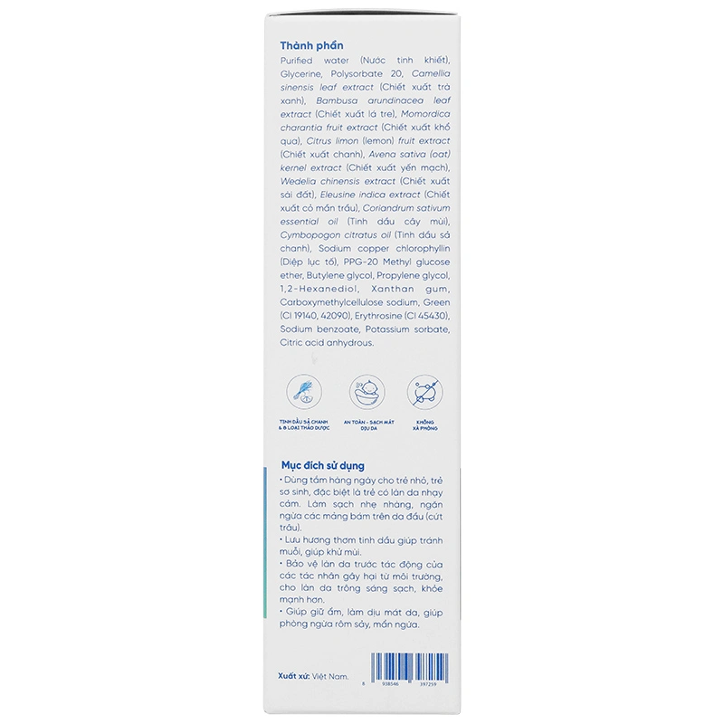 Nước tắm thảo dược Sachi hương tràm, giúp ngăn rôm sảy chai 250ml - 19